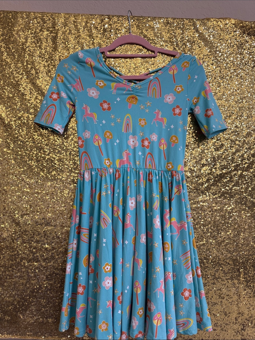 Like New Girls Dot Dot Smile Ballerina Dress 11 Unicorns Rainbows Slinky Cool